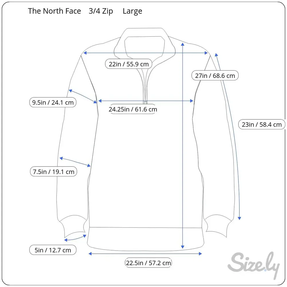 The North Face Mens 1/4 Zip Up Pull Over Green Size Large  Polyester